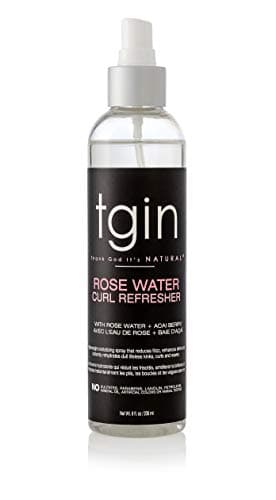tgin Rose Water Curl Refresher – Curl Spray for Curly, Coily, and Wavy Hair – tgin Hair Products Enhances Shine, Reduces Frizz, and Moisturizes Dry Curls & Scalp – Acai Berry & Rose Water – 8 Fl Oz