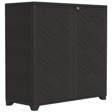ZZM Indoor/Outdoor Storage Cabinet Waterproof, 34"x15"x34" Plastic Outdoor Storage Box for Garden Balcony Bathroom, All Weather Outdoor Storage Clearance, DIY Usage, with 1 Shelf (Black)