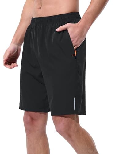 UIQUR Mens Athletic Shorts Running Shorts Quick Dry Workout Shorts 7"/ 9" Lightweight Gym Basketball Shorts Zipper Pockets Black XL