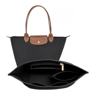 LOUKAYCCI Felt Purse Organizer Insert for Longchamp Le Pliage L Handbag Insert (Large, Black)