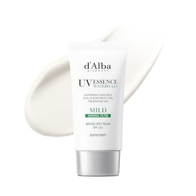 d'alba Piedmont Italian White Truffle Waterfull Mild Sunscreen, Vegan, Mineral Sunscreen, BROAD SPECTRUM SPF 50+ Non-Nano Suitable for Sensitive Skin, Korean Skin Care (1.69 fl. oz)