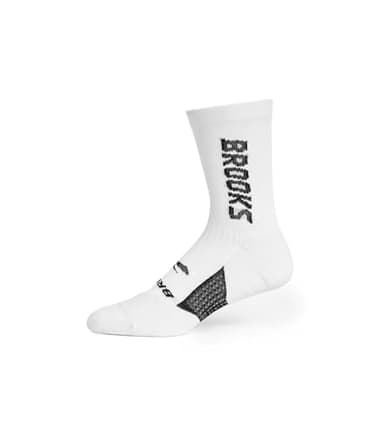Brooks Ghost Crew Socks I Performance Running Cushioned Socks with Arch Support for Men & Women - White/Brooks - Large