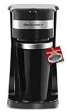Elite Gourmet EHC114 Personal Single-Serve Compact Coffee Maker Brewer Includes 14Oz. Thermal Travel Mug with Stainless Steel Interior, Compatible with Coffee Grounds, Reusable Filter, Black