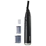 Panasonic Facial Hair Trimmer for Sensitive Skin, Unisex Detailer with Flexible Head, Gentle on Acne, Includes 2 Eyebrow Attachments, Wet/Dry - ER-GM40-K (Black)