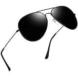 Joopin Polarized All Black Aviation Sunglasses Womens, Metal Military Trendy Sun Glasses UV400 Protection, Dark Shades for Men Costume
