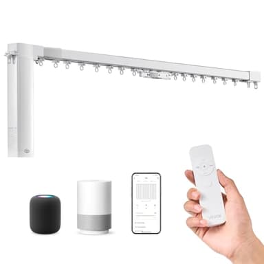 VEVOR Smart Electric Curtain Track, 71-118 inch Adjustable Length, Motorized Rod with Remote, Ceiling and Wall Mount, Automated Curtain Track System Compatible with Alexa, Google Home, App Control