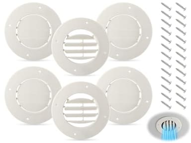 Leinuosen 6 Pcs 6.5" Round Rv Vent Covers Beige Ceiling Air Conditioner Vent Lid Replacement Fits 4-5/8" Ducts for Inside Camper, Trailer, Motorhome