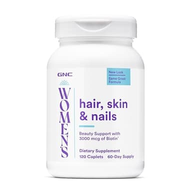GNC Women's Hair, Skin & Nails - Daily Beauty Supplement for Skin Health, Hair Care & Nail Support - Antioxidants for Cell Protection - Nutrient-Rich - Gluten-Free - 120 Count (60 Servings)
