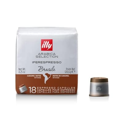 illy Coffee iperEspresso Capsules - Single-Serve Coffee Capsules & Pods - Single Origin Coffee Pods – Brasile Roast with Notes of Caramel - For iperEspresso Capsule Machines – 18 Count