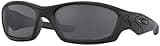 Oakley Men's OO9039 Straight Jacket Rectangular Sunglasses, Matte Black/Grey Polarized, 61 mm