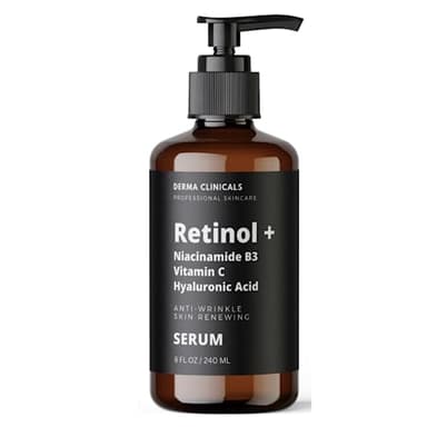 Retinol + Niacinamide B3, Vitamin C, Hyaluronic Acid Serum, Anti-Aging Serum for face, Brightening Firming Hydrating Serum, Fine lines and Wrinkle Face Serum - 8oz