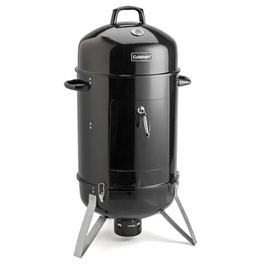 Cuisinart 18” Vertical Charcoal Smoker, Integrated Thermometer, Water Bowl and Dual Vents Perfect for Smoked Brisket, Chrome Plated Grates Smoker Grill for BBQ, Camping, Tailgates
