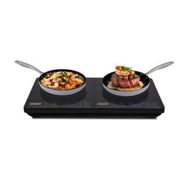 Nuwave Double Cooktop Induction Countertop Burner, Portable, 900 & 1800W, 100°F to 575°F, Large 8” Heating Coil, 50 Pre-Programmed Settings, Shatter-Proof Ceramic Glass, Built-In Safety Auto Shut Off