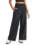 CRZ YOGA Lightweight Wide Leg Pants for Women 30" High Waisted Casual Lounge Travel Work Sweatpants Loose Fit Summer Black Small