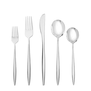 Fortessa Constantin 18/10 Stainless Steel, 20 Piece Flatware Set (Service for 4), Silver