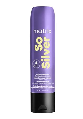 Matrix So Silver Purple Conditioner - Tones Blonde & Grey Hair, Eliminates Brassiness, Infused With Purple Pigments, Salon-Quality, Vegan