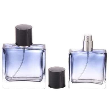 YWG Stone Square Glass Perfume Atomizer Gradient Blue Empty Perfume Spray Bottle Portable Fragrance Fine Mist Spray Bottle Perfume Dispenser for Travel 2 Pack