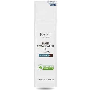 Batcı Hair Concealer & Filling Cream for Bald Spots & Thinning Hair – Waterproof, Sweat-Proof Scalp Coverage – Natural Root Touch-Up Cream for Men & Women – 1.69 Fl Oz 50 ml