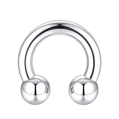 FUNLMO Septum Rings Septum Jewelry Horseshoe Nose Ring Circular Barbell Stretched Pincher Nose Piercing Jewelry Internally Threaded Pa Ring G23 Titanium 2G 19mm Silver