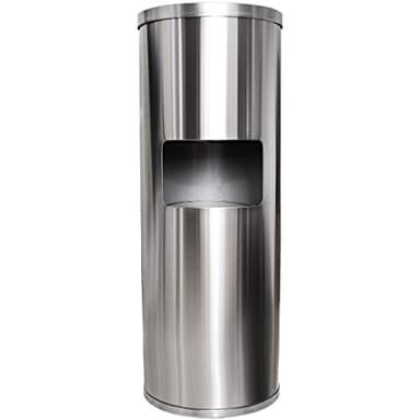 Monkey Movement Stainless Steel Floor Stand Wipe Dispenser with Built-in Trash Can: Fits Sanitizing and Disinfecting Wipe Refill Rolls - Perfect for Gyms, Schools, Offices, Commercial Facilities