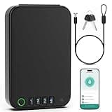 XGUNXBOX Gun Safe, Biometric gun safe for handgun, Portable Car Pistol Gun Safe Pistol with Keys Keypad and APP Control Hand Gun Lock Box, small safe for Home Bedside Car Wild camping