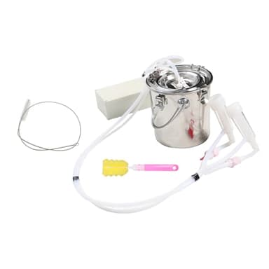 Nakkaa 3L Goat Milking Machine Portable Plug-in Pulsation Vacuum Electric Milker with Stainless Bucket and Tubes