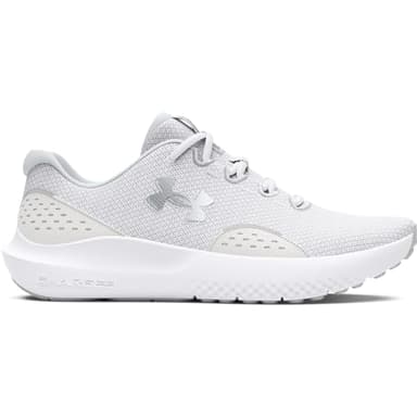 Under Armour Women's Charged Surge 4, (100) White/Distant Gray/Metallic Silver, 12, US