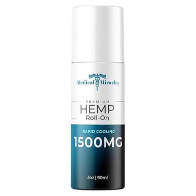 Medical Miracles New Hemp Oil Roll On - Ideal for Muscles, Hips, Joints, Neck, Back, Elbows, Fingers, Hands, and Knees (1500mg Roll-On)