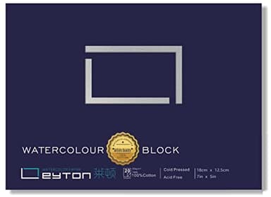 Non-Warping 100% Cotton Watercolor Paper Block - 20 Sheets of 160lb/350gsm Cold Press Water Color Art Supplies for Wet, Dry, and Mixed Media Painting, for Watercolor, Gouache, Acrylic (7 x 5'')