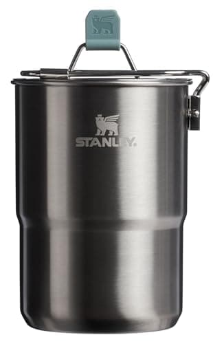 Stanley Wildfare Go 4-Piece Stainless Steel Two Cup Cook Set | 32 oz Pot and Lid with Fold & Lock Handle | 2 Stacking Cups | Camping Essentials for Your Camp Kitchen | BPA-Free | Shale + Charcoal