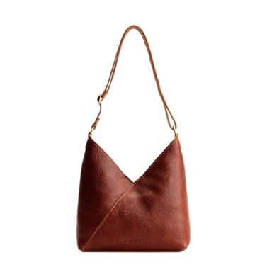Portland Leather Goods Naomi Shoulder Bag – Slouchy Leather Shoulder Bag with Adjustable Crossbody Strap & Secure Magnetic Closure – Handmade from the Finest Full-Grain Hides – Small, Nutmeg