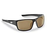 Flying Fisherman Sand Bank Wrap Around Polarized Sunglasses, Frame: Matte Black/Lens: Amber, Medium