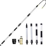 Telescopic Gutter Cleaning Tools from the Ground, Rain Gutter Cleaner Hose Attachment with Extension Poles Up to 7FT, Bendable Gutter Wand, 4 Spray Patterns Perfect for Garden Hose