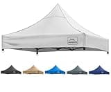 KAMPKEEPER Canopy Replacement Top, 10 x 10 Pop Up Canopy Top Cover for Canopy Straight Leg Tent,PU-Coated 500D Polyester,UP F50+ UV Protection,Flame Resistant and Waterproof(Top Only) (White)
