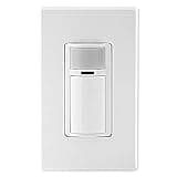 Leviton DVS02-1LW Decora Vacancy Motion Sensor In-Wall Switch, Manual-On, 2A, Single Pole, White