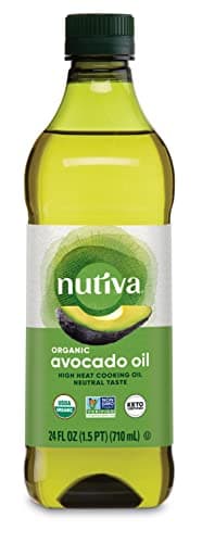 Nutiva Organic Steam-Refined Avocado Oil - Perfect for Cooking, Frying, Baking, and Dressing - High-Heat Oil with Neutral Flavor - Great for Vegan, Paleo, and Keto Diet - Non-GMO - 24 Fl Oz