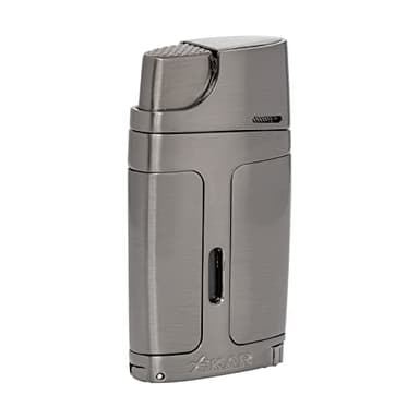 Xikar ELX Double Jet Flame Torch Lighter with 9mm Cigar Punch - Refillable Butane Torch Lighter for Cigars with Flame Adjustment Wheel and Fuel Window