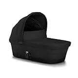 Cybex Gazelle S 2 Cot Baby Bassinet - Easy-Carry Ergonomic Handle, Sun Canopy & Spacious, Cozy Interior, Compatible Gazelle S 2 Stroller, Moon Black