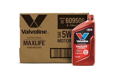 Valvoline MaxLife High Mileage 5W-20 Synthetic Blend Motor Oil 1 Quart, Pack of 6