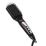 L'ANGE HAIR Le Vite Hair Straightener Brush | Heated Hair Straightening Ceramic Flat Iron for Smooth, Anti Frizz Hair | Dual-Voltage Electric | Hot Brush for Styling (Black)