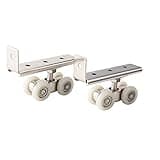 2pcs 4-Wheel Metal Sliding Track Pocket Door Roller Wheel Set Hanger Ball Bearing Pulley Kit for Wardrobe Closet Barn Door(Wheel Diameter 0.75in)