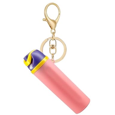 ERTUNA Mini Trendy Bottle Keychain Accessories Compatible with Owala Water Bottle, Cute Tumbler Cup Chapstick Lip Balm Holder Charms for Purse Handbag - Purple Pink