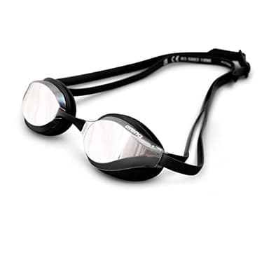 ARENA Unisex Python Racing Swim Goggles for Men and Women Anti-Fog Mirror Lens Max Comfort Dual Strap, Silver/Black