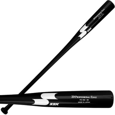SSK Z9 Professional Edge Coaches Wood Fungo Bat 33" 35" 37" - Baseball & Softball - 60 Day Warranty - 35+ Colors (Black/Black/White, 35")
