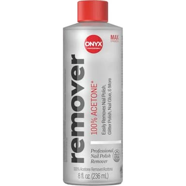 Onyx Professional 100% Pure Acetone Nail Polish Remover Kit with 7 inch Nail File, 8 fl oz - Made in USA, Maximum-Strength Gel Polish Remover, Artificial & Glitter Nail Polish