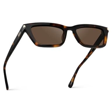 WearMe Pro WMP Eyewear – Women's Polarized Rectangular Cat-Eye Sunglasses: Narrow Glossy Frame, Chic Everyday Style (Brown Tortoise/Brown Lens)