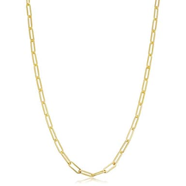 Kooljewelry Womens Minimalist Chain - 14k Gold Filled Paperclip Necklace, Link Jewelry