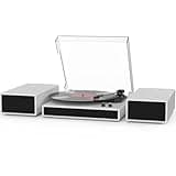 Vintage Record Player with External Stereo Speakers Belt-Drive Turntable Support Bluetooth Wireless Playback Support 3-Speed 33 1/3, 45, 78RPM Record Player for Vinyl with RCA Output Auto Stop
