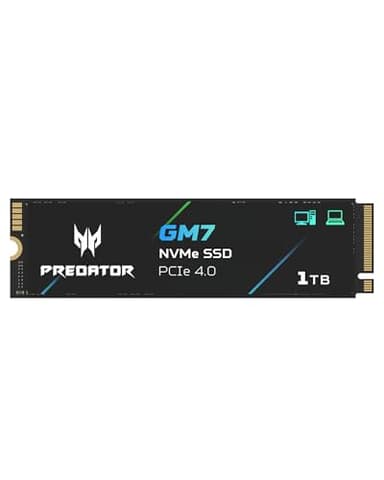acer Predator GM7 1TB SSD: M.2 2280 PCIe Gen 4 x4 NVMe 2.0, Read Speed Up to 7400 MB/s, Internal PC Solid State Drive for Laptop, Desktop and PS5 - BL.9BWWR.118