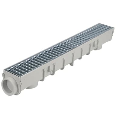 NDS Pro Series Channel Drain Kit, 5-1/2 in. X 39-3/8 in. Deep Profile Channel, Galv. Steel Grates, End Caps/Outlet, 5 in.